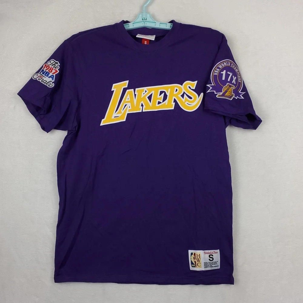 LA Lakers Mitchell & Ness NBA Small Shirt Embroidery Patch on Sleeve Purple NWT - Picture 2 of 10